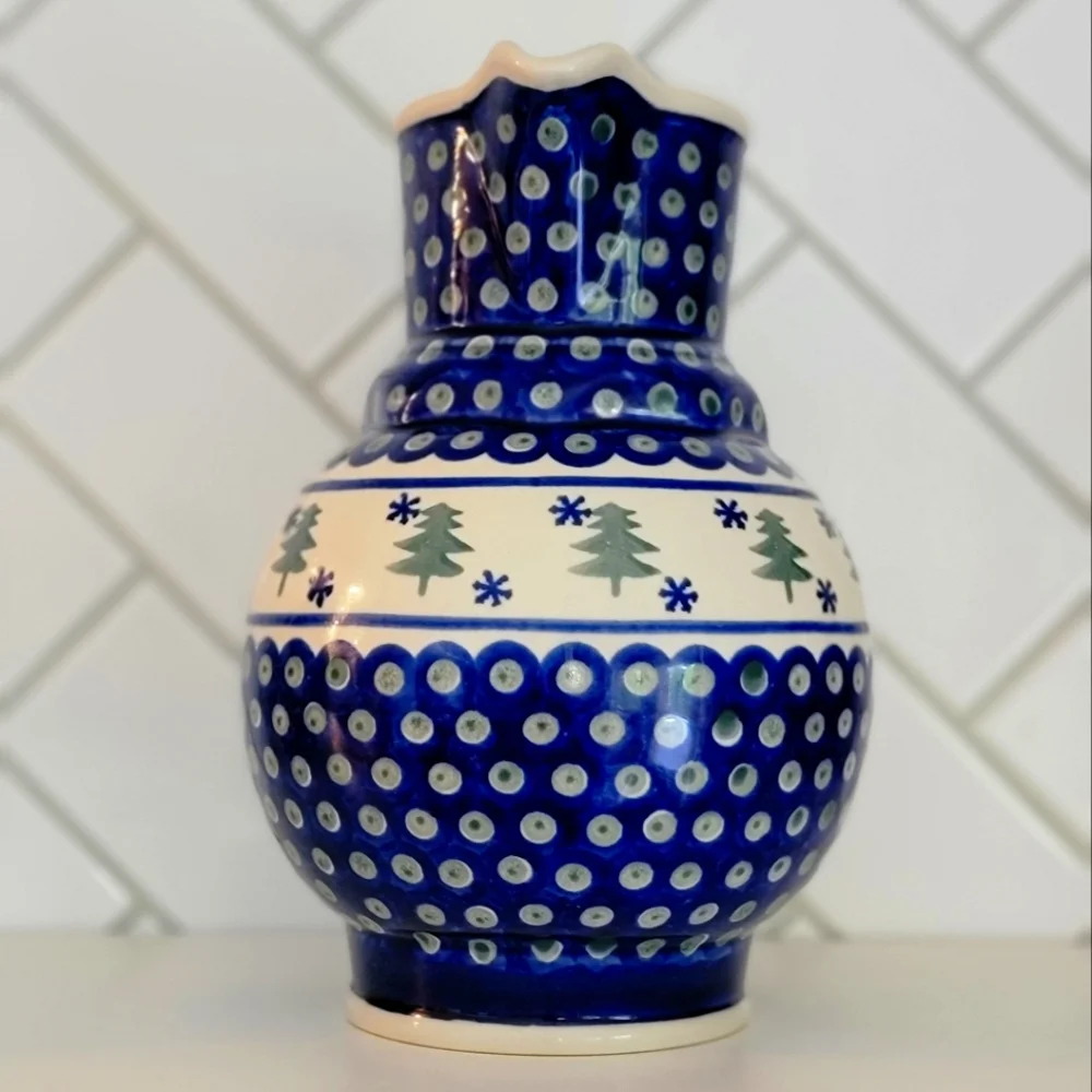 POLISH POTTERY LARGE PITCHER BNWT - Picture 3 of 6